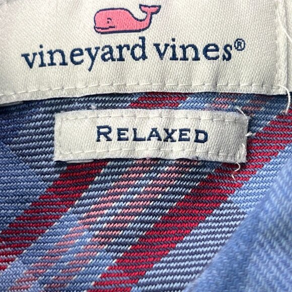 Vineyard Vines Shirt Womens 4 Long Sleeve Plaid Flannel Button Up Relaxed Blue - Picture 4 of 9